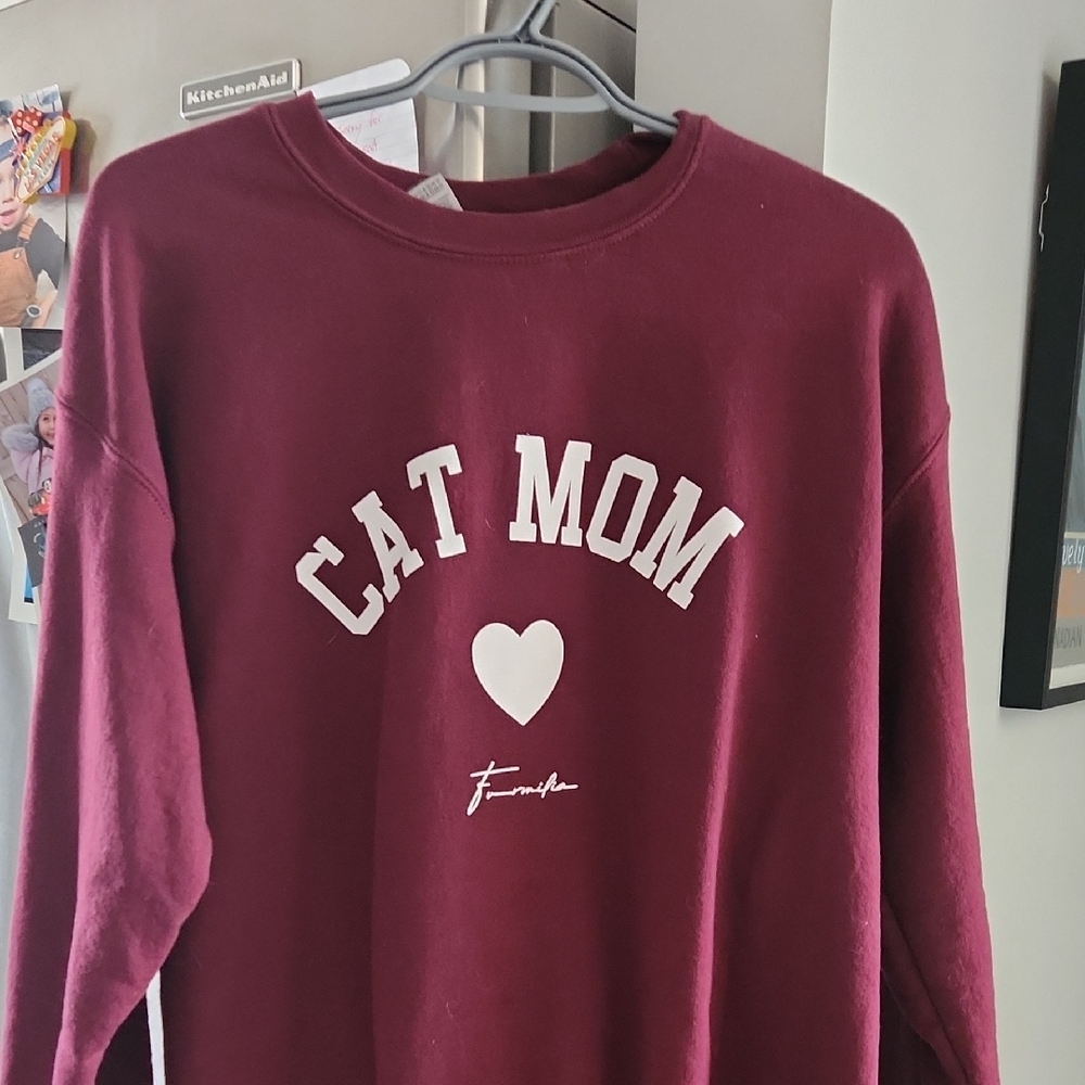 Cat Mom Burgundy Sweatshirt